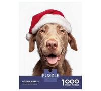Puzzles De 1000 Pièces - Chesapeake Bay Retriever Dog with Santa Hat Puzzle Casse-tête, Jeu De Réflexion, Décoration Murale, Idéal comme Cadeau pour Toute La Famille 70x50cm/1000pcs