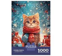 Puzzles De 1000 Pièces - Christmas Kitten Puzzle Casse-tête, Jeu De Réflexion, Décoration Murale, Idéal comme Cadeau pour Toute La Famille 52x38cm/1000pcs