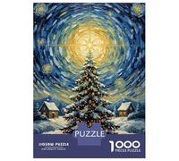 Puzzles De 1000 Pièces Christmas Tree Starry Night Painting Puzzles pour Adultes - Course De Vitesse - Stimule Le Cerveau - Jeu Au Design Élégant 70x50cm/1000pcs