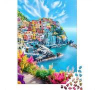 Puzzles De 1000 Pièces Colorful Coastal Village Scene Puzzles pour Adultes - Course De Vitesse - Stimule Le Cerveau - Jeu Au Design Élégant 52x38cm/1000pcs