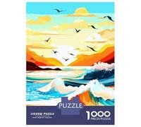 Puzzles De 1000 Pièces Colorful Ocean Waves and Birds Puzzle Adulte, Jouet, Décoration Murale, Une Œuvre d'art, Cadeaux Uniques pour Anniversaire Et Noël 52x38cm/1000pcs