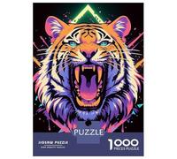 Puzzles De 1000 Pièces Colorful Roaring Tiger Digital Art Puzzle Anti-Stress, Décoration Murale, Cadeaux Uniques pour Anniversaire Et Noël 70x50cm/1000pcs