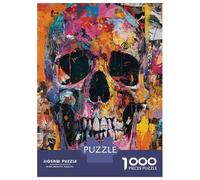 Puzzles De 1000 Pièces - Colorful Skull Wall Art Print Puzzles pour Adolescents, Jeu De Réflexion Et Anti-Stress, Idéal en Cadeau pour Toute La Famille 38x26cm/1000pcs