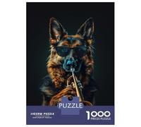 Puzzles De 1000 Pièces Cool Dog Playing Trumpet Puzzle pour Adolescents Découpe De Précision Activités Amusantes À La Maison Jeu Stimulant Et Jeux en Famille 70x50cm/1000pcs