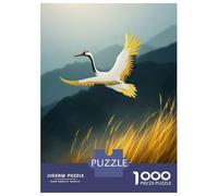 Puzzles De 1000 Pièces Crane in Flight Over Golden Grass Puzzle pour Adolescents Découpe De Précision Activités Amusantes À La Maison Jeu Stimulant Et Jeux en Famille 52x38cm/1000pcs