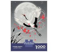 Puzzles De 1000 Pièces Crane in Flight with Cherry Blossoms Puzzles pour Adolescents Améliorent La Mémoire Difficiles Et Stimulants Casse-tête Jeux De Société en Famille 70x50cm/1000pcs