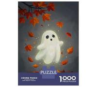 Puzzles De 1000 Pièces - Cute Ghost in Autumn Leaves Puzzle Casse-tête, Jeu De Réflexion, Décoration Murale, Idéal comme Cadeau pour Toute La Famille 38x26cm/1000pcs