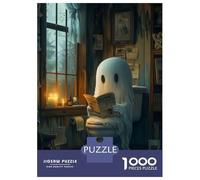 Puzzles De 1000 Pièces Cute Ghost on The Toilet Puzzles pour Adultes - Jeu De Réflexion - Améliore La Mémoire - Cadeaux Uniques pour Un Anniversaire Ou Noël 38x26cm/1000pcs