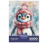 Puzzles De 1000 Pièces Cute Penguin in Winter Hat Puzzle Adulte Jeu Manuel Une Œuvre d'art Cadeaux Uniques pour Anniversaire Et Noël 38x26cm/1000pcs