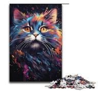 Puzzles de 1000 pièces de Chats fantastiques et colorés Cadeaux pour Adultes liste de souhaits de Noël avec Le Père Noël pour Adolescents de 14 Ans et Plus 1000 pièces (38 x 26 cm)