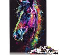 Puzzles de 1000 pièces de Chevaux colorés pour Adultes, difficulté : renforcez Les Relations Entre Les Membres de la Famille (1000 pièces, 75 x 50 cm).