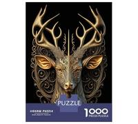 Puzzles De 1000 Pièces Deer Golden Art Deco Puzzle Adulte Jeu Manuel Une Œuvre d'art Cadeaux Uniques pour Anniversaire Et Noël 38x26cm/1000pcs