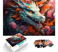 Puzzles de 1000 pièces，Dragon Sakura Japonais coloré，pour Adolescents et Adultes Puzzles en Bois，Casse-tête，Taille ：50x75 cm