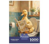 Puzzles De 1000 Pièces Duck Reading Newspaper on Toilet Puzzles pour Adultes - Course De Vitesse - Stimule Le Cerveau - Jeu Au Design Élégant 52x38cm/1000pcs