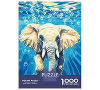 Puzzles De 1000 Pièces Elephant Swimming Underwater with Bubbles Puzzles pour Adolescents Améliorent La Mémoire Difficiles Et Stimulants Casse-tête Jeux De Société en Famille 52x38cm/1000pcs