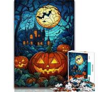 Puzzles de 1000 pièces en Forme de Citrouille en vitrail pour Adolescents, Jeux Amusants, Chaque pièce est Unique - Jeu Familial Stimulant (38x26cm)