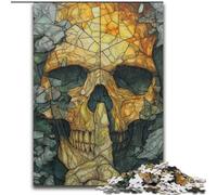 Puzzles de 1000 pièces en Forme de crâne en vitrail pour Adolescents, Jeux Amusants, décoration Murale, Cadeaux d'anniversaire et de Noël Uniques (26x38cm)