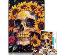 Puzzles de 1000 pièces en Forme de tête de Mort pour Adolescents, Difficiles à réaliser, Amusants et Humoristiques, avec Une Affiche et Une Feuille de Questions Assorties 50x75cm