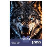 Puzzles De 1000 Pièces - Fierce Wolf with Glowing Blue Eyes Puzzle pour Adolescents, Activités Familiales pour Anniversaire, Noël, Cadeaux d'anniversaire Uniques 38x26cm/1000pcs