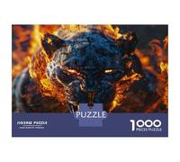 Puzzles De 1000 Pièces Flaming Black Panther Wall Art Puzzles pour Adultes Améliore La Mémoire Défi Éducatif Jouets Jeux Éducatifs 52x38cm/1000pcs