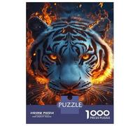 Puzzles De 1000 Pièces Flaming Tiger Majesty -3 Puzzle Anti-Stress, Décoration Murale, Cadeaux Uniques pour Anniversaire Et Noël 52x38cm/1000pcs
