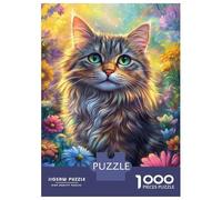 Puzzles De 1000 Pièces - Floral Feline Beauty -1 Puzzle Casse-tête, Jeu De Réflexion, Décoration Murale, Idéal comme Cadeau pour Toute La Famille 38x26cm/1000pcs