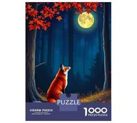 Puzzles De 1000 Pièces - Fox Under The Full Moon Puzzle Casse-tête, Jeu De Réflexion, Décoration Murale, Idéal comme Cadeau pour Toute La Famille 70x50cm/1000pcs