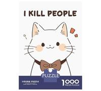 Puzzles De 1000 Pièces - Funny I Kill People Cat Puzzle Casse-tête, Jeu De Réflexion, Décoration Murale, Idéal comme Cadeau pour Toute La Famille 52x38cm/1000pcs