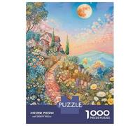 Puzzles De 1000 Pièces Garden Pathway with Full Moon Puzzle pour Adolescents Découpe De Précision Activités Amusantes À La Maison Jeu Stimulant Et Jeux en Famille 38x26cm/1000pcs
