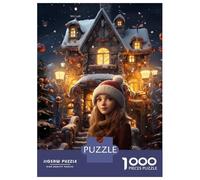 Puzzles De 1000 Pièces - Girl Waiting for Santa Puzzle Casse-tête, Jeu De Réflexion, Décoration Murale, Idéal comme Cadeau pour Toute La Famille 52x38cm/1000pcs