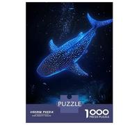 Puzzles De 1000 Pièces - Glowing Whale Shark in Deep Blue Sea Puzzle pour Adultes Jeux Relaxants Vacances À La Maison Offre Spéciale pour Toute La Famille 52x38cm/1000pcs