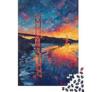 Puzzles De 1000 Pièces Golden Gate Bridge Sunset-14 Puzzles pour Adultes - Course De Vitesse - Stimule Le Cerveau - Jeu Au Design Élégant 52x38cm/1000pcs