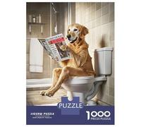 Puzzles De 1000 Pièces Golden Retriever on Toilet(2) Puzzle Adulte Jeu Manuel Une Œuvre d'art Cadeaux Uniques pour Anniversaire Et Noël 38x26cm/1000pcs