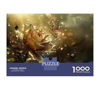 Puzzles De 1000 Pièces Golden Rose Butterfly Wall Art Puzzles pour Adultes Améliore La Mémoire Défi Éducatif Jouets Jeux Éducatifs 52x38cm/1000pcs