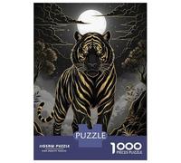 Puzzles De 1000 Pièces Golden Tiger Under Moonlight Puzzles pour Adultes - Jeu De Réflexion - Améliore La Mémoire - Cadeaux Uniques pour Un Anniversaire Ou Noël 52x38cm/1000pcs
