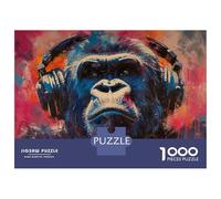 Puzzles De 1000 Pièces Gorilla Art Print - Monkey Decor-2 Puzzle Adulte Jeu Manuel Défi Difficile Interaction Parent-Enfant 38x26cm/1000pcs