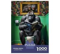 Puzzles De 1000 Pièces Gorilla on The Toilet Puzzles pour Adolescents - Anti-Stress - Entraînez Votre Cerveau Et Votre Dextérité - Jouets Éducatifs 38x26cm/1000pcs