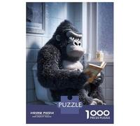 Puzzles De 1000 Pièces Gorilla Reading A Book on Toilet Puzzles pour Adultes - Course De Vitesse - Stimule Le Cerveau - Jeu Au Design Élégant 52x38cm/1000pcs