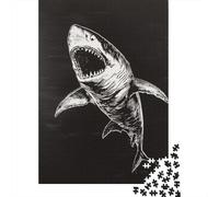 Puzzles De 1000 Pièces Great White Shark Drawing Puzzles pour Adolescents - Anti-Stress - Entraînez Votre Cerveau Et Votre Dextérité - Jouets Éducatifs 52x38cm/1000pcs