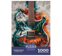 Puzzles De 1000 Pièces Guitar Art Print - Music Decor Puzzles pour Adultes Jouets Anti-Stress Loisirs À La Maison Interaction Parent-Enfant 70x50cm/1000pcs