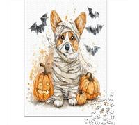 Puzzles De 1000 Pièces Halloween Mummy Corgi Art Print Puzzles pour Adultes - Course De Vitesse - Stimule Le Cerveau - Jeu Au Design Élégant 52x38cm/1000pcs