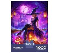 Puzzles De 1000 Pièces - Halloween Witch on Pumpkins Puzzle Casse-tête, Jeu De Réflexion, Décoration Murale, Idéal comme Cadeau pour Toute La Famille 70x50cm/1000pcs