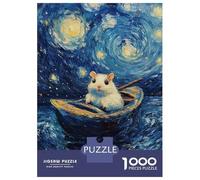 Puzzles De 1000 Pièces - Hamster in Starry Night Puzzle Casse-tête, Jeu De Réflexion, Décoration Murale, Idéal comme Cadeau pour Toute La Famille 52x38cm/1000pcs