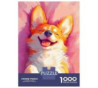 Puzzles De 1000 Pièces - Happy Corgi Painting Puzzle pour Adultes Jeux Relaxants Vacances À La Maison Offre Spéciale pour Toute La Famille 52x38cm/1000pcs