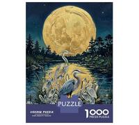 Puzzles De 1000 Pièces Herons and Crystals Under The Full Moon Puzzles pour Adultes - Jeu De Réflexion - Améliore La Mémoire - Cadeaux Uniques pour Un Anniversaire Ou Noël 52x38cm/1000pcs