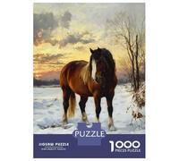 Puzzles De 1000 Pièces - Horse in Winter Landscape Puzzle Casse-tête, Jeu De Réflexion, Décoration Murale, Idéal comme Cadeau pour Toute La Famille 52x38cm/1000pcs