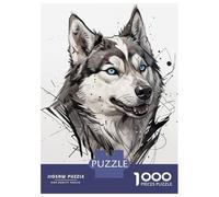 Puzzles De 1000 Pièces - Husky Portrait with Abstract Background Puzzle Casse-tête, Jeu De Réflexion, Décoration Murale, Idéal comme Cadeau pour Toute La Famille 52x38cm/1000pcs