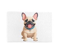 Puzzles de 1000 pièces Hytter Bouledogue français qui sort de la langue - Puzzles éducatifs intellectuels en bois - Puzzles amusants - Jeu anti-stress