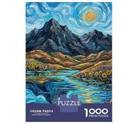 Puzzles De 1000 Pièces Impressionistic Mountain Landscape with Lake Puzzles pour Adultes - Course De Vitesse - Stimule Le Cerveau - Jeu Au Design Élégant 70x50cm/1000pcs
