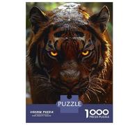 Puzzles De 1000 Pièces Intense Tiger Portrait with Glowing Eyes Puzzles pour Adultes - Course De Vitesse - Stimule Le Cerveau - Jeu Au Design Élégant 70x50cm/1000pcs
